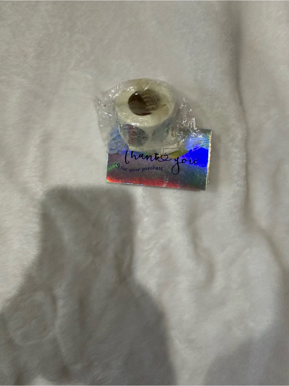 Holographic 'Thank You' Sticker Booklet with White Roll Labels